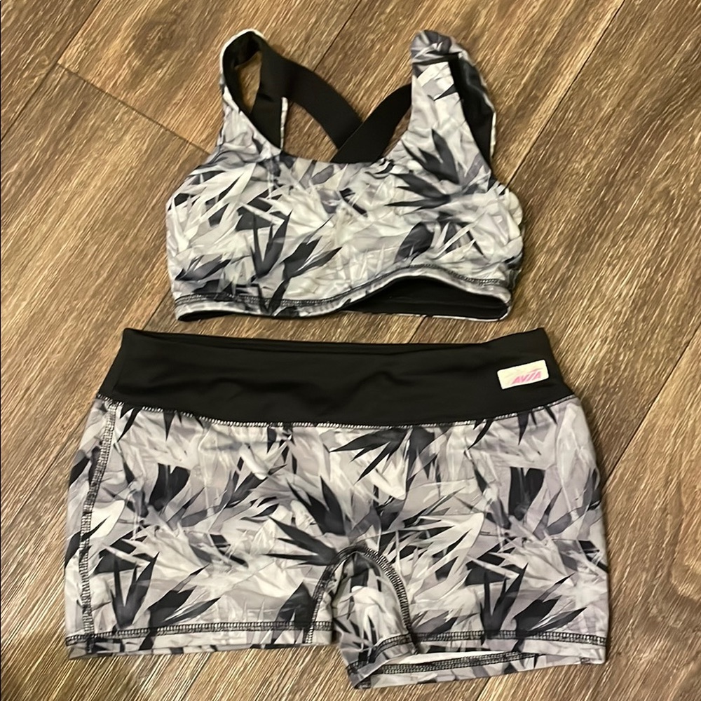 Avia Black and Gray Kids Activewear Set